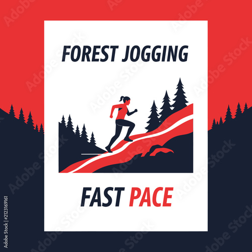 Vibrant Forest Jogging Graphic Dynamic Action And Fitness Motivation
