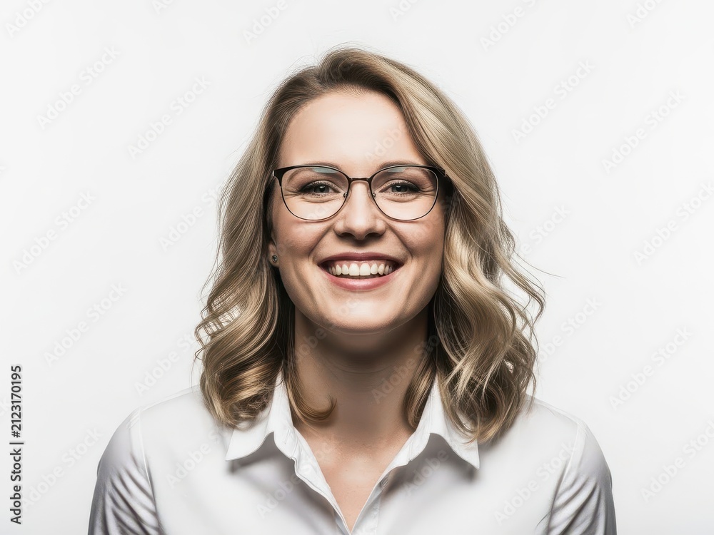 Obraz premium Smiling older woman with glasses and long hair wearing a scarf