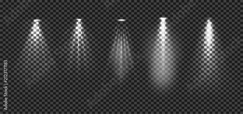 Spotlight Beam Overlay Collection on Transparent Background, Realistic Light Effect PNG