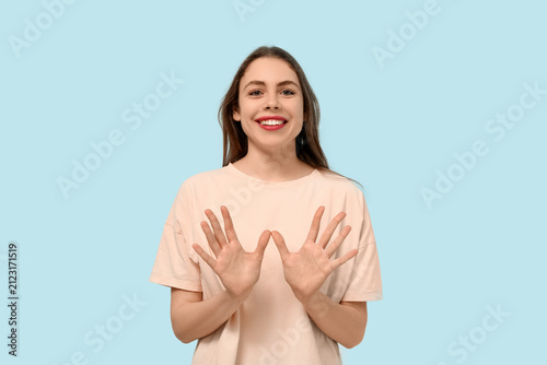 Young deaf mute woman using...