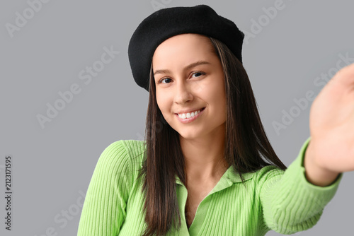 Beautiful young woman in st...