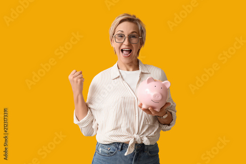 Emotional mature woman with...