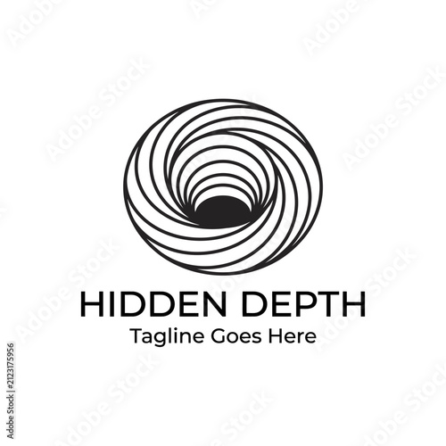 Hypnotic swirling vortex icon representing mystery and deep exploration for conceptual or tech brands.