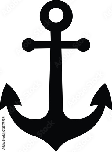 Anchor Silhouette Vector  Nautical Marine Anchor Icon  Black Maritime Symbol Illustration
