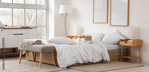 Minimalist bedroom interior...