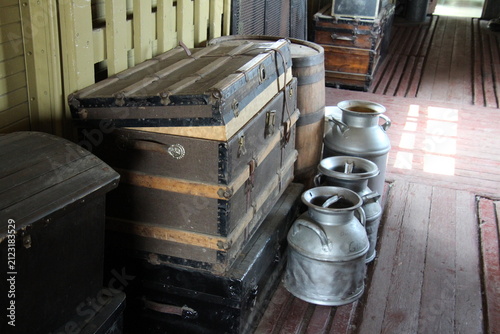 old suitcases on the railway