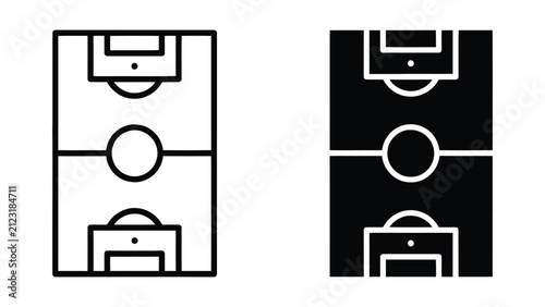 Soccer field icons. Football pitch top view vector illustration.