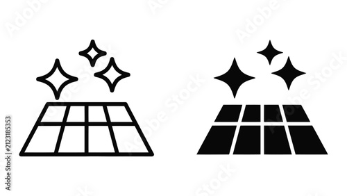 Clean floor icons with sparkles. Shiny surface symbols for housekeeping and hygiene services.