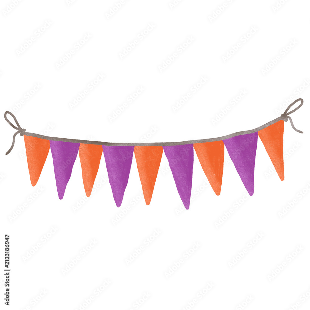 Fototapeta premium Whimsical hand drawn Halloween bunting garland clipart icon