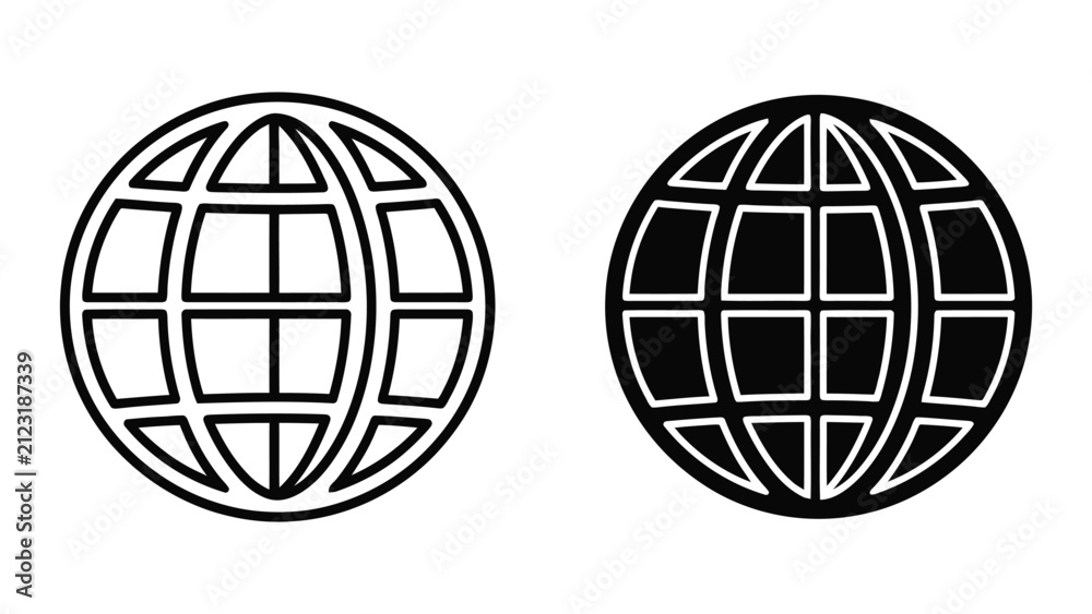 Obraz premium Globe icon set. Global network symbols for web and digital interface design.