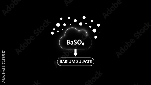 Konstfotografi Chemical formula ba so4 for barium sulfate with white particle represented as a