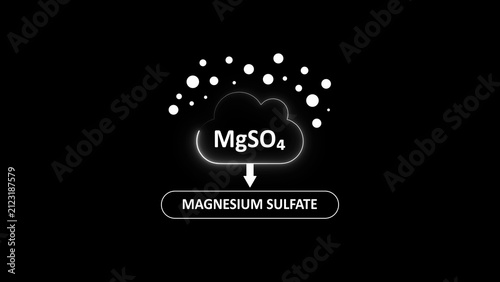 Fotografía Magnesium sulfate chemical formula mg so4 with white dots representing particles