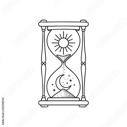 Minimalist hand drawn hourglass vintage vector illustration