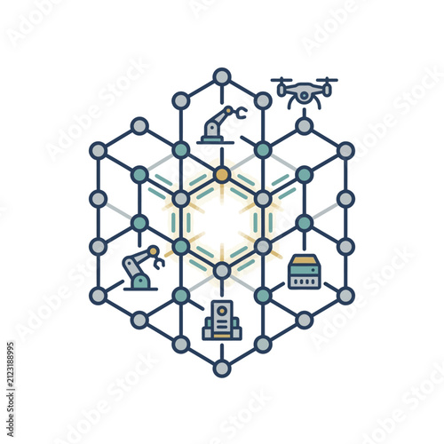 Network of Technology and Science Icons.