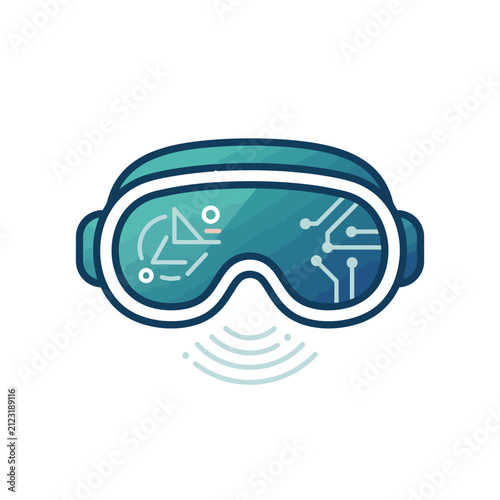 Virtual Reality Goggles with Futuristic Display.