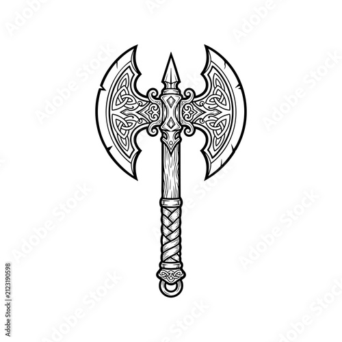 Axe hand drawn engraving vector illustration