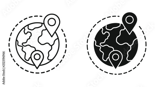 Quadro su tela Global location map icons