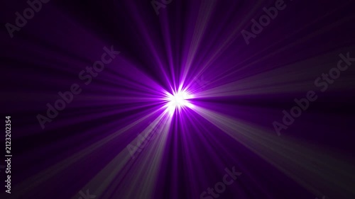 Abstract purple light burst background, with glowing radiant, rays and lens, flare effect violet