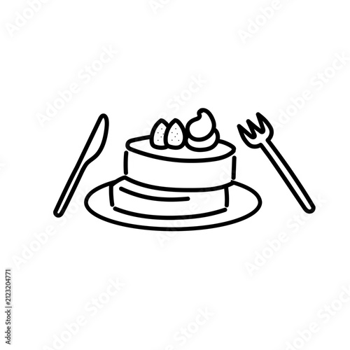 パンケーキとカトラリー(線画)
