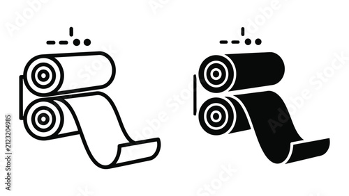Industrial rolling machine icon. Manufacturing metal sheet production line vector symbol.