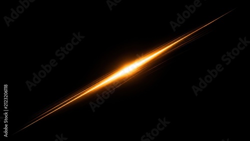 A bright golden star flare light effect isolated on a black background for creative design and digital overlays