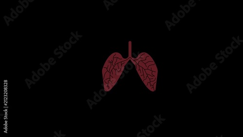 Appearance of a lung symbol. Animation of a human lung icon. Lung icon with a repeating graphic motion.