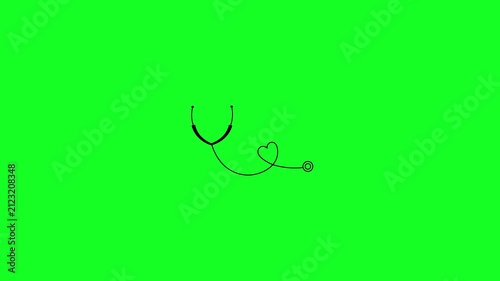 Medical stethoscope icon animation. Health-themed typography with a stethoscope. Cardiology.
