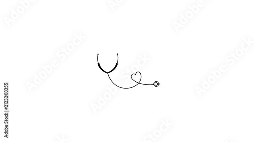 Medical stethoscope icon animation. Health-themed typography with a stethoscope. Cardiology.