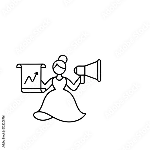 Woman with Megaphone and Growth Chart