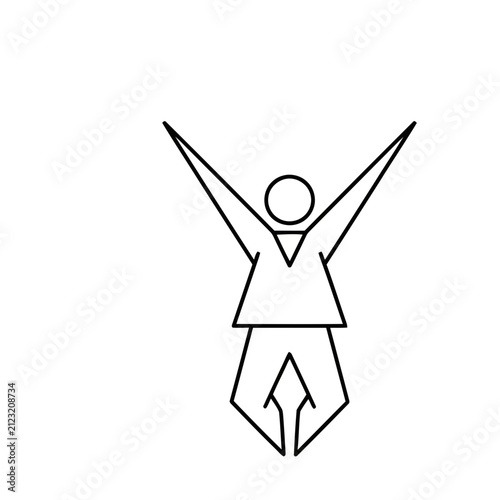 Abstract figure with arms raised