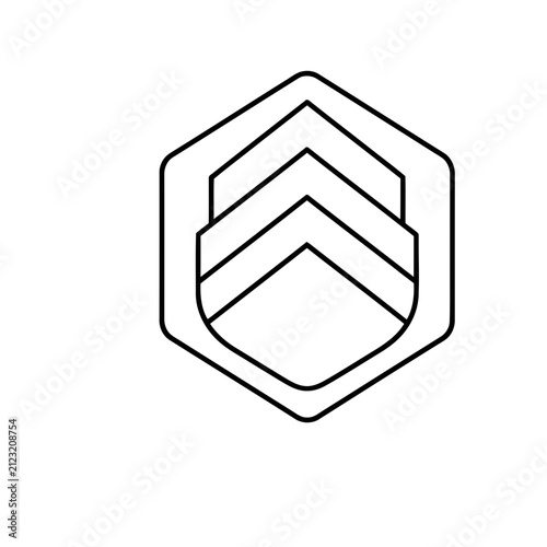 Abstract Hexagon Shape with Chevron Elements