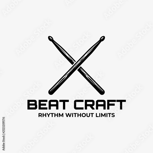 Clean minimalist silhouette of drum sticks for rhythm and band identity.