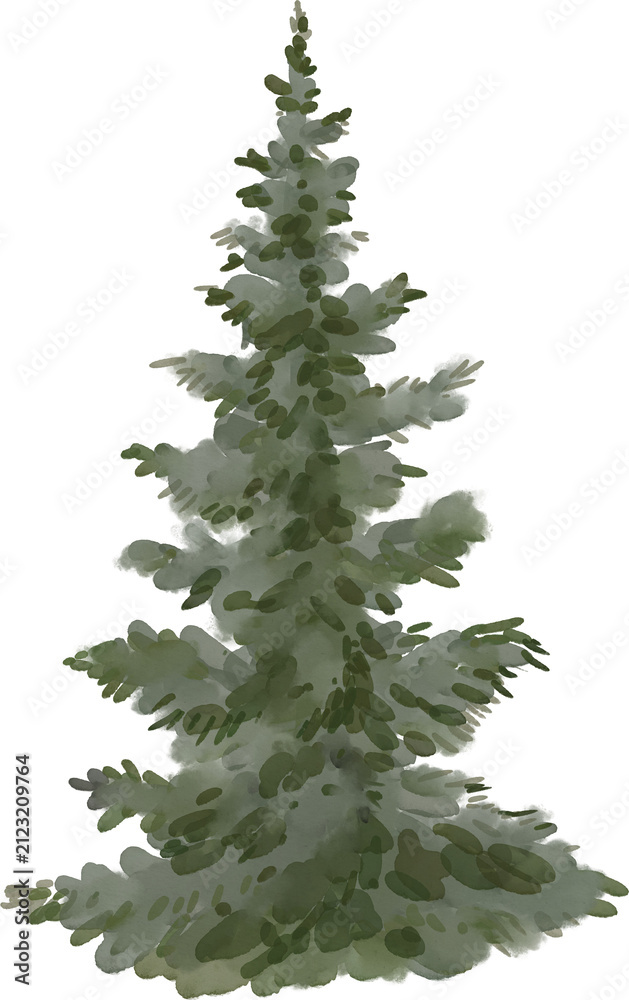 Obraz premium Watercolor Illustration of a Christmas tree