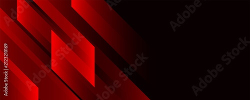 Techno abstract background on dark space with glowing red lines decoration. High speed concept with horizontal shapes.