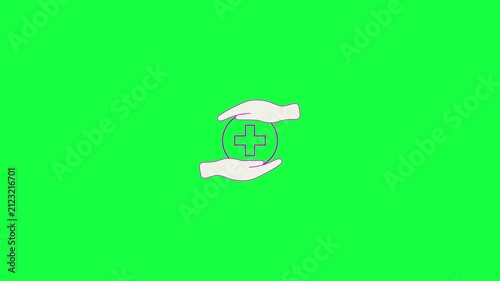 The appearance of a hand with a circle of light, a symbol used for medical health services.