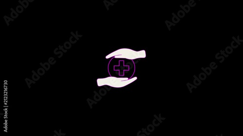 The appearance of a hand with a circle of light, a symbol used for medical health services.