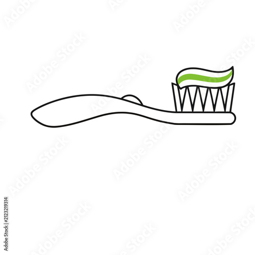 Toothbrush with green toothpaste