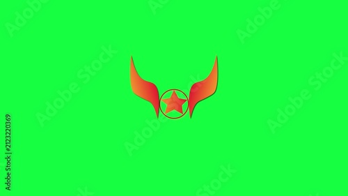 Animation of wings, circles, and stars. Simple logo symbol animation.