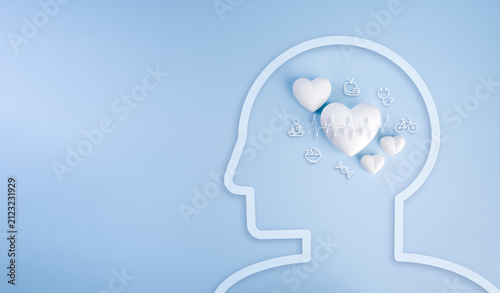 Bild auf Leinwand Healthy mind and preventive healthcare concept promoting longevity through mental wellness, heart health, nutrition, exercise, self care, healthy habits, and holistic well being for lifelong vitality