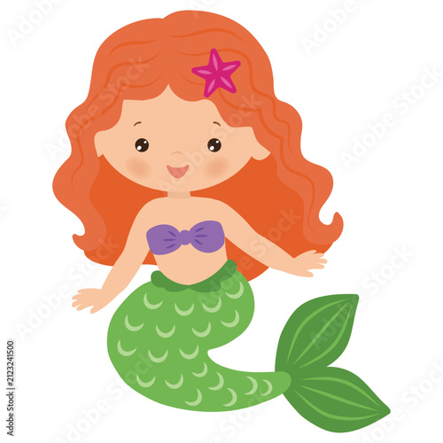 Foto Cute sea mermaid.
Sea princess vector cartoon illustration