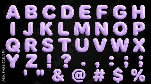 Canvas Print 3D purple balloon alphabet letters