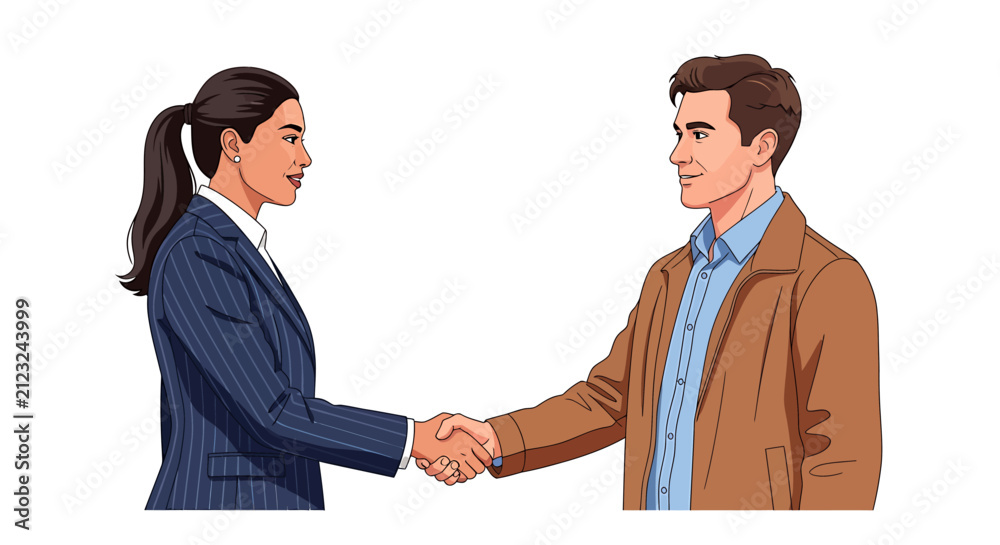 Fototapeta premium Female Lawyer and Male Client Shaking Hands