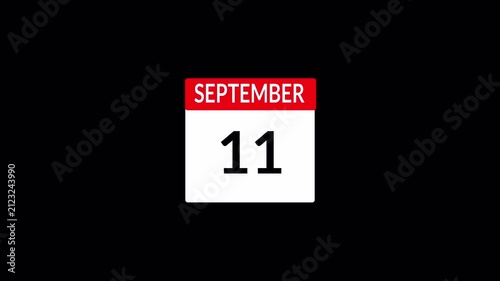 Calendar Animation Video of September Month with Transparent Background, Animated September Month Calendar, Monthly Calendar Animation for Presentations and Schedules, New Year Calendar.