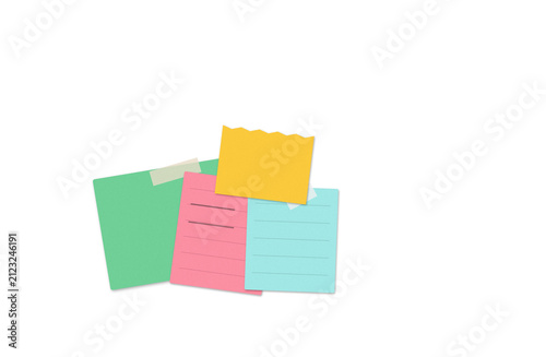 Stack of colorful sticky notes isolated on white background