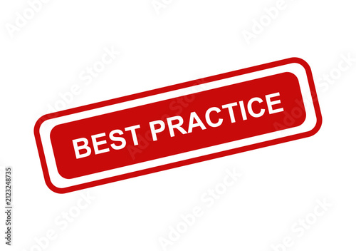 Red rectangular stamp with the text best practice written in white letters isolated on a transparent background isolated on transparent background