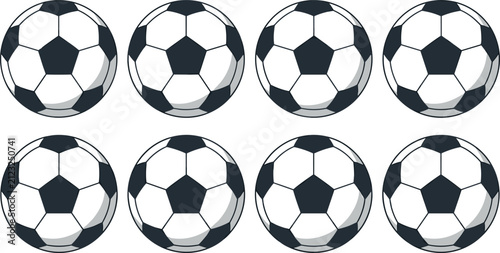 Obraz na płótnie Soccer Football Ball Vector Icon Set Featuring Classic Black and White Pentagona