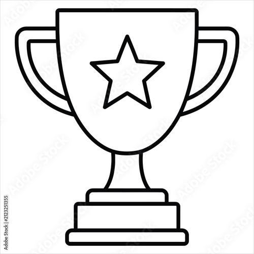 Konstfotografi Champion trophy cup icon with star emblem for sports victory and business excellence awards on white background
