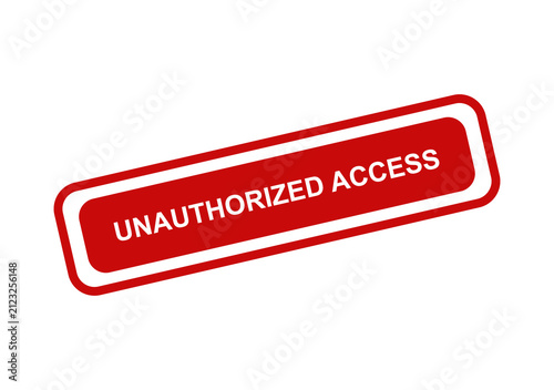 Red rectangular stamp with the text unauthorized access for security notification and cyber warning isolated on design isolated on transparent background