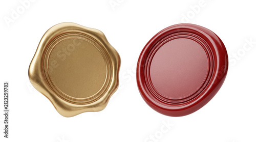Canvas Print Gold and Red Wax Seal Stamps, Blank Certificate Stamp Templates, Isolated Elemen