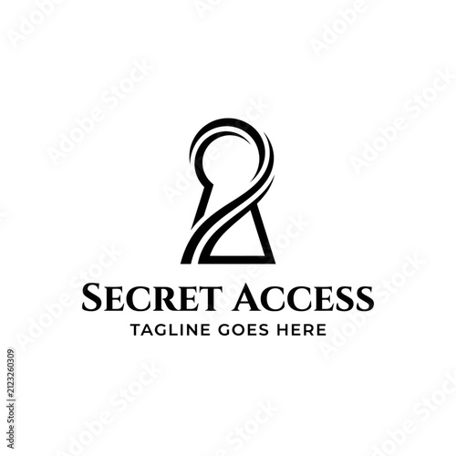 Sleek line-art graphic combining security motifs with fluid curves. Ideal for digital security, apps, or private concierge services.